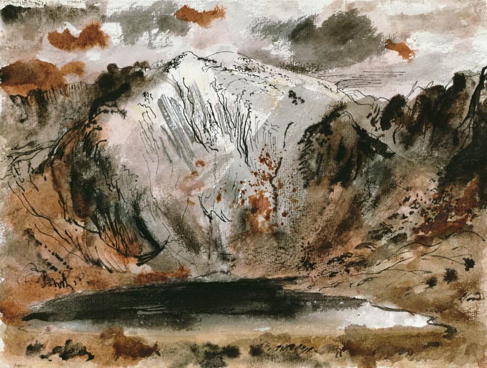John Piper, Cwm Idwal, 1949, mixed media drawing, 21 x 28cm, private collection. 