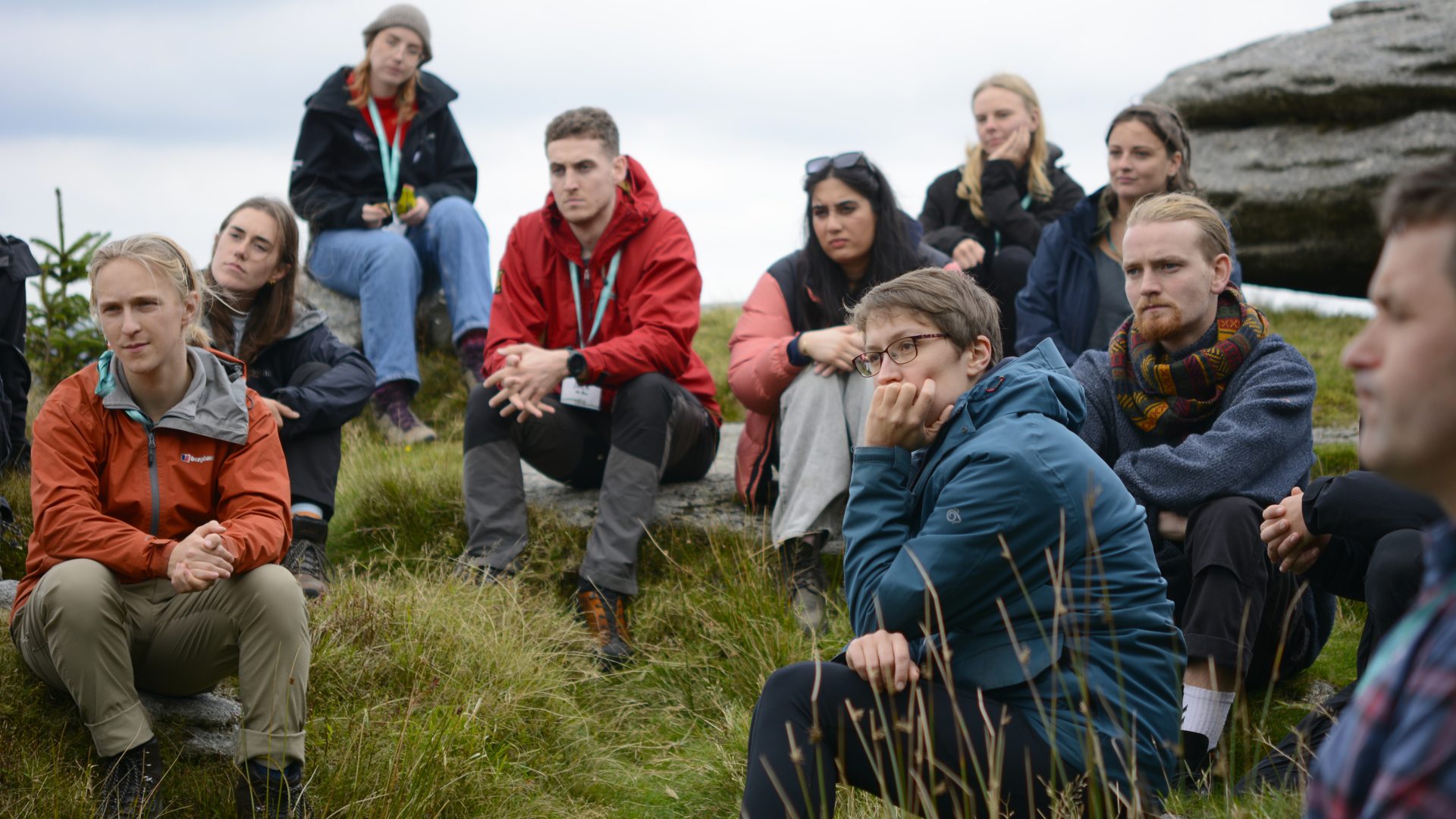 Future leaders course participants on Bellever Tor in Dartmoor