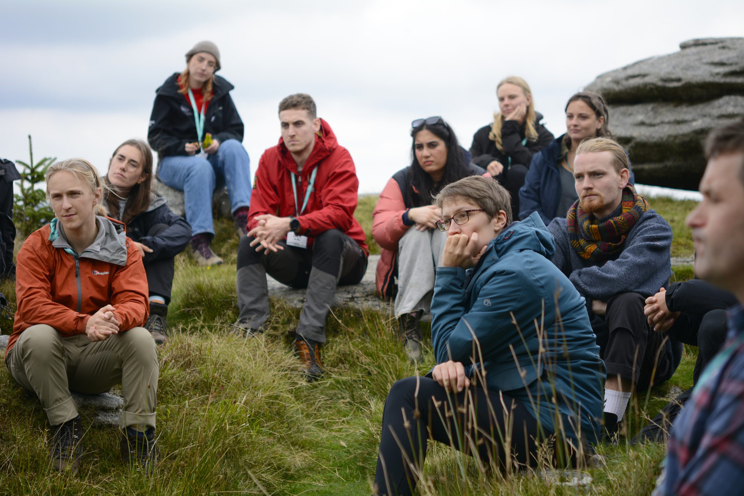 Future leaders course participants on Bellever Tor in Dartmoor